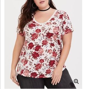 Torrid Floral V-Neck Tee